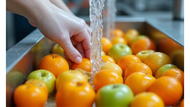 Pencucian buah-buahan di kilang